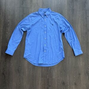 Polo Ralph Lauren Button Down Shirt Large Blue Classic Performance Fit Preppy